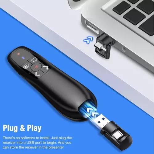 merkloos 2-in-1 USB Type C Presentation Clicker for PowerPoint Presentations - Rechargeable Wireless Presenter - Remote Control - Slide Advancer - PPT Clicker - Mac Laptop Wireless Presenter (6150711857890)