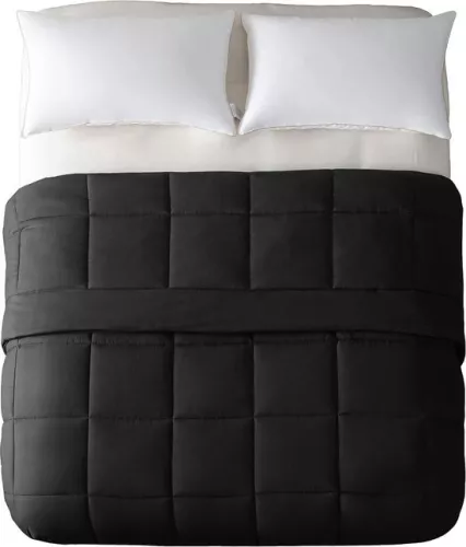 merkloos 220 x 240 cm black 100% microfibre breathable super soft quilted all-season duvet without cover and washable at 30° degrees (6152806574545)