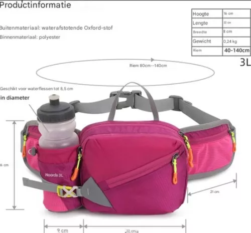 merkloos Belly Bag with Bottle Holder - Sporty Waist Bag for Cycling & Hiking (8721085172834)
