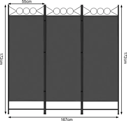 Dripio Elegant room divider - foldable partition wall - room dividing & stylish - sturdy design - modern dark gray - 3-piece (8721041508165)