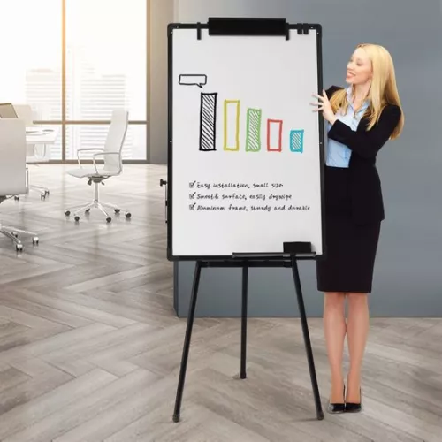 ShopEighty8 ShopEighty8 - Flipchart - White Board Flipchart - Whiteboard Stand - Magnetic Whiteboard - Adjustable Stand - 3 Positions - Anti-Slip - Complete With All Accessories - Black (6150655894807)