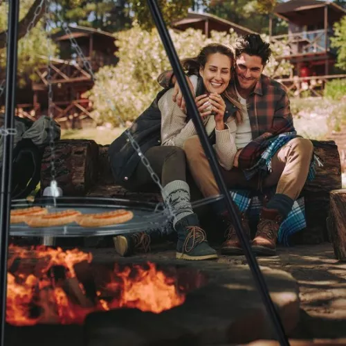 merkloos Tripod barbecue with grill and chains - Height adjustable - HxD: 151 x 100 cm - Black-silver Barbecue (6151000329371)