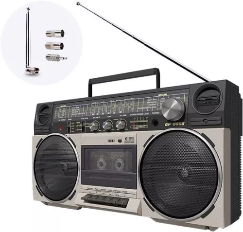 merkloos 7-Section Telescopic DAB Radio Antenna FM Aerial Indoor Antenna 75 Ohm F-type Male Plug Connector with 3 Adapters for Table Radio HiFi AV Stereo Receiver Mini System (8785322946268)