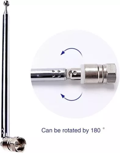 merkloos 7-Section Telescopic DAB Radio Antenna FM Aerial Indoor Antenna 75 Ohm F-type Male Plug Connector with 3 Adapters for Table Radio HiFi AV Stereo Receiver Mini System (8785322946268)