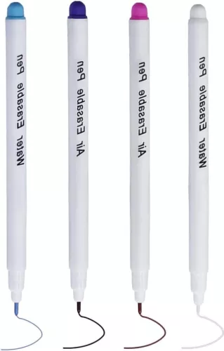 Water Soluble Fabric Markers - Pack of 4, Disappearing and Erasable Pens with Markers for Fabric in the Office .