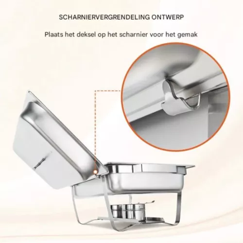 Happyment Happyment Warming plate - 8L - Serving dish - Chafing dish - Buffet dish - 2 dishes - Warming dish (8721085153734)