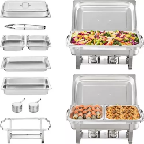Happyment Happyment Warming plate - 8L - Serving dish - Chafing dish - Buffet dish - 2 dishes - Warming dish (8721085153734)