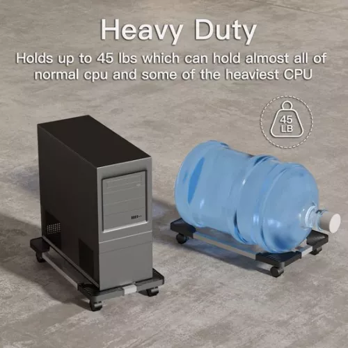 merkloos Universal CPU Stand for PC Desk Stand - Adjustable CPU Holder with 4 Wheels - Mobile CPU Trolley Under Desk - Black (8785302269653)