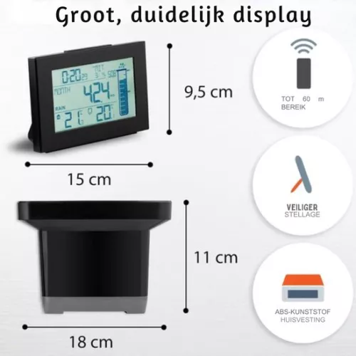 Digital Rain Gauge - Smart Rain Gauge - Professional Multifunctional Rain Gauge - Incl. Outdoor sensor