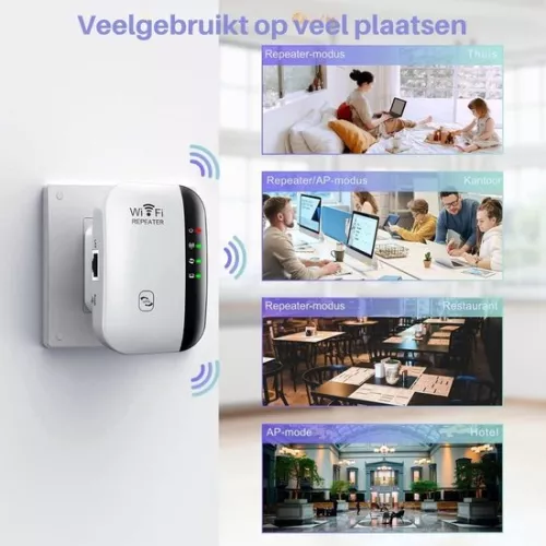 merkloos Wifi Booster Socket - Wifi Socket 300 Mbit/s - Wifi Repeater - Internet Booster - Wifi Extender (6151131756763)