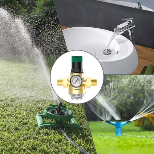 merkloos Water pressure regulator with pressure gauge and water filter - 3/4 inch house connection - water pressure regulator - water pressure gauge - mesh filter - brass water pressure relief valve (8785304441521)