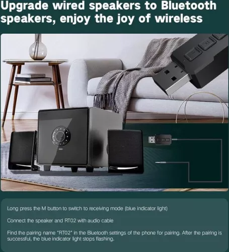 merkloos Bluetooth USB Adapter 2-in-1 Wireless Dongle Receiver - Desktop Laptop TV Game Consoles . (6152349568513)