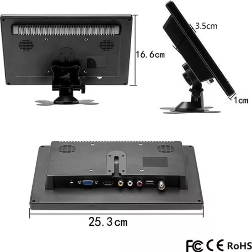 merkloos Portable monitor - Monitor - Screen - Holiday - Travel - 10.1 Inch - 1024x600 - Portable monitor - Black - Portable screen (6150608666659)