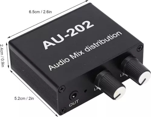 merkloos 2-in-2 out Mini Audio Mixer Line Mixer - Soundboard Music Console Power Stereo with Power Adapter . (8785309138099)
