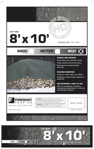 unbranded Olive Green Canvas Tarp - 8x10 Foot - Water and Mildew Resistant (9508268733285)