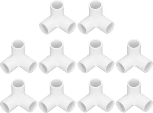 10PCS 3 Way PVC Plastic Right Angle Tee - 20mm Inner Diameter - White - Pipeline Accessories .