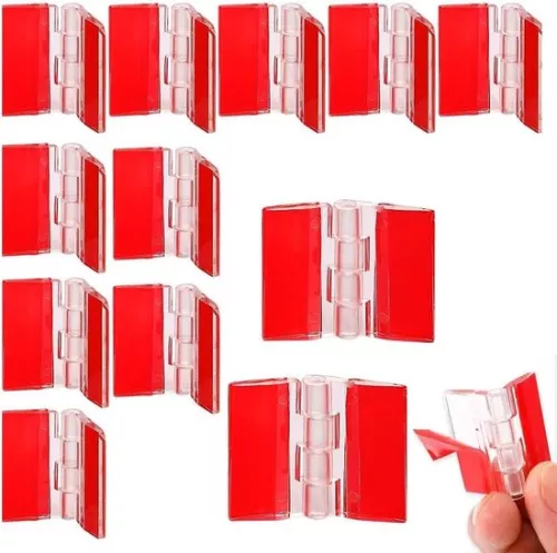 Self-adhesive transparent acrylic hinges - 12 pieces - small - foldable - for cabinets drawers furniture - DIY - 35 x 30 .