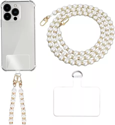 Pearl necklace for smartphone - stylish and practical - gold