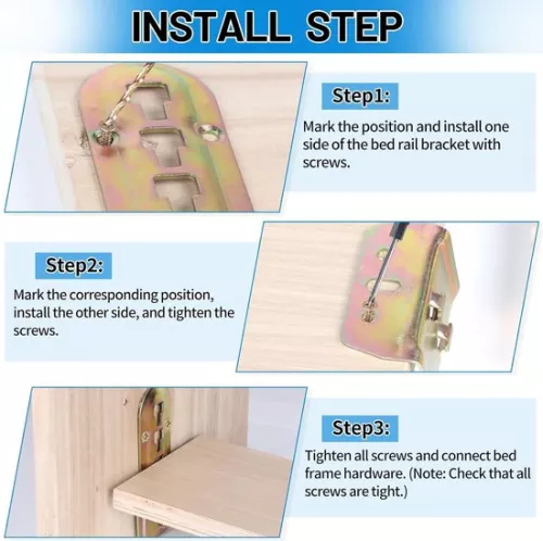 merkloos Bed Connectors - Set of 8 for Slatted Base - Adjustable Metal Holder with Locks (6152323664668)