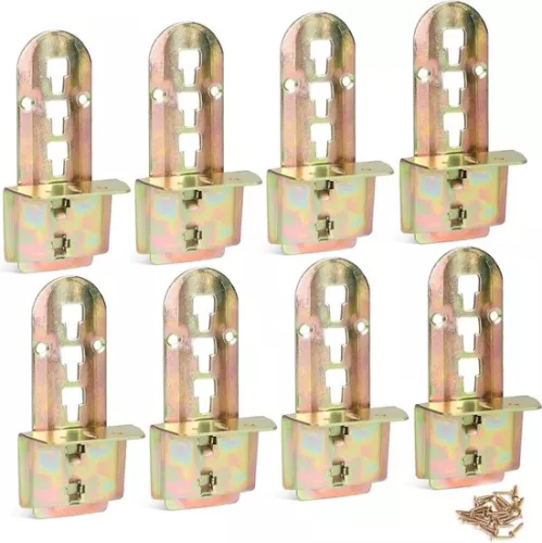 Bed Connectors - Set of 8 for Slatted Base - Adjustable Metal Holder with Locks