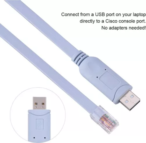 merkloos USB2.0 Male to RJ45 Male Cable for Routers Switches - 18m CAT5 Serial Console Flat Cable for Desktops-Laptops-Routers-Switches with HTML Content . (8785310427410)