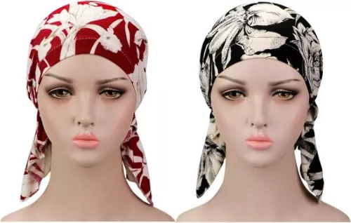 merkloos 2 Pieces Chemo Hat Turban Beanie Pre-tied Headwear for Women - Content added (8785310946799)