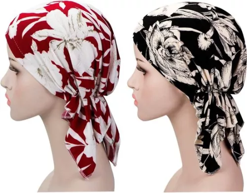 merkloos 2 Pieces Chemo Hat Turban Beanie Pre-tied Headwear for Women - Content added (8785310946799)