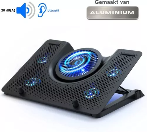 merkloos Laptop Cooler - Laptop Cooling - Ergonomic - Silent - 12-17 Inch - Adjustable - Including USB port - Backlighting (6150710363392)