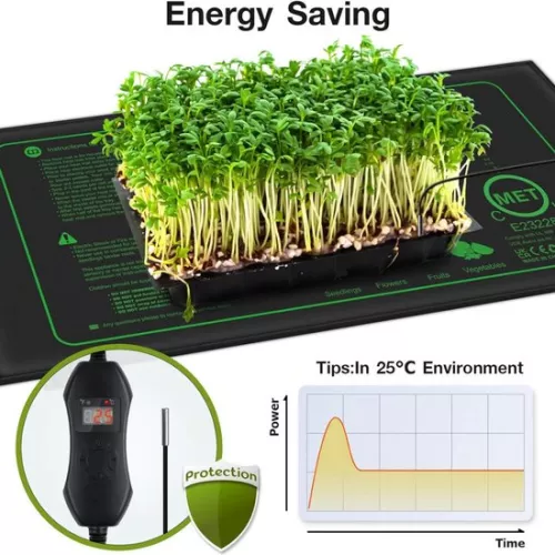merkloos Heat Mat Plants - With Thermostat - 25 x 52 cm - 50W - Waterproof - Growing Mat - Growing Mat Heating Mat - Heat Mat Plants Growing - Heating Mat Plants - Propagator (6152528318373)