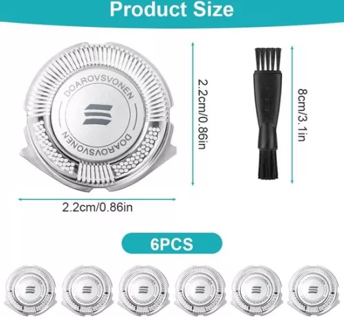 merkloos 3 Pieces Shaving Heads with Small Brush - Universal Compatible with Hq8 Pt720 Pt725 Pt815 Pt860 At890 At899 At750 (6152319936915)