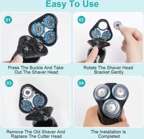 merkloos 3 Pieces Shaving Heads with Small Brush - Universal Compatible with Hq8 Pt720 Pt725 Pt815 Pt860 At890 At899 At750 (6152319936915)