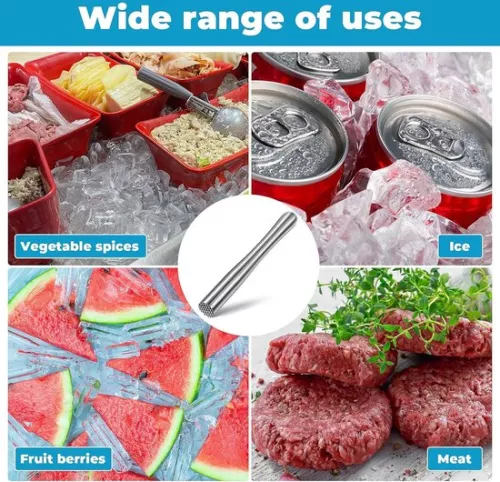 merkloos Stainless Steel Cocktail Muddler for Mint Fruit Based Drink - Professional Bartender Tool with Ice Crusher - Mojito Muddler Old Fashioned Cocktail Stick - Content Needed . (8785310497499)