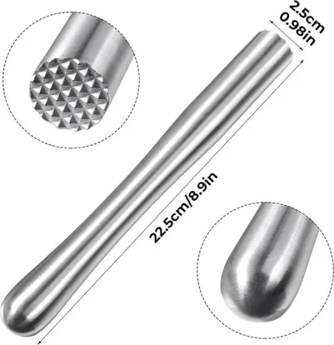 merkloos Stainless Steel Cocktail Muddler for Mint Fruit Based Drink - Professional Bartender Tool with Ice Crusher - Mojito Muddler Old Fashioned Cocktail Stick - Content Needed . (8785310497499)