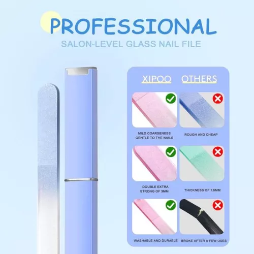 unbranded Glass nail file set - nail care - 3 pieces - with case (9504344388738)