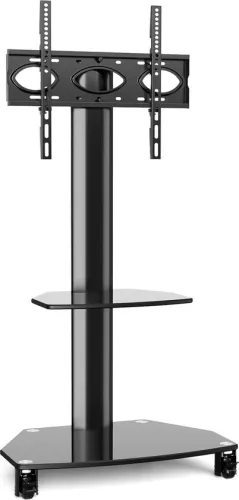 merkloos Mobile TV Stand on Wheels - For 27-65 Inch TVs - Height Adjustable - Black (6152529445405)