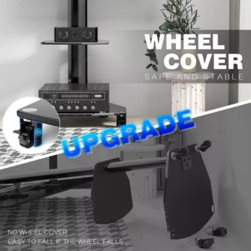 Mobile TV Stand on Wheels - For 27-65 Inch TVs - Height Adjustable - Black