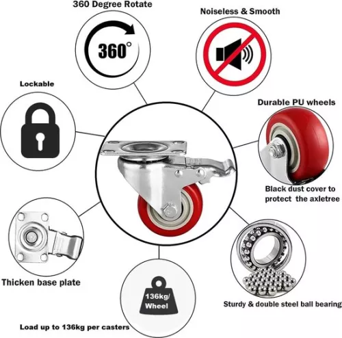 merkloos Heavy Duty Castors - Heavy Duty Swivel Casters / Trolley Wheels for Furniture,4pcs (8785292191767)