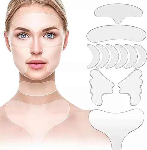 Reusable Silicone Chest Wrinkle Pads - Neck Wrinkle Patches - Forehead Pad Set - Decolleté Pad - Eye Cheek Stick - Valentine's Day Gift