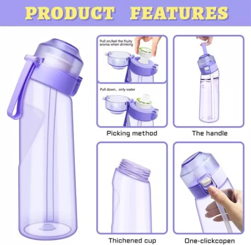 merkloos Scented Water Drinking Bottle - Scented Air Water Bottle - Includes 7 Pods - Purple/Blue - 650 ml - Tritan - BPA-free - Up Starter Kit - Pineapple - Lemon - Cola - Energy Drink - Green Grapes - Peach - Orange - Bottle - water bottle (7354185265529)