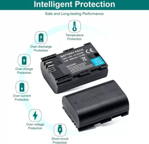 merkloos Rechargeable battery 2650mAh (2 pieces) compatible with Canon EOS 5D2-5D3-5D4-5DS-5DSR-6D-6D-6D2-60D-60Da-7DMarkII-70D-80D-90D etc. (6152350665607)