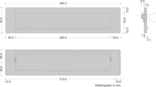 merkloos Stainless Steel Letterbox Flap for Front Door - Modern Design with Large Mail Slot 340 x 76 mm (6152038146176)