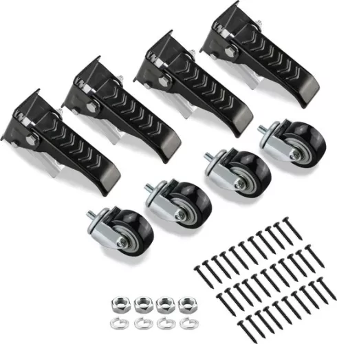 merkloos Heavy-duty casters, 300 kg, workbench, Caster Kit, 4 pieces, 360 degree rotation, soft-close, workbench, wheels, furniture casters, transport casters, running casters for workbenches, machines and tables (4801288882106)