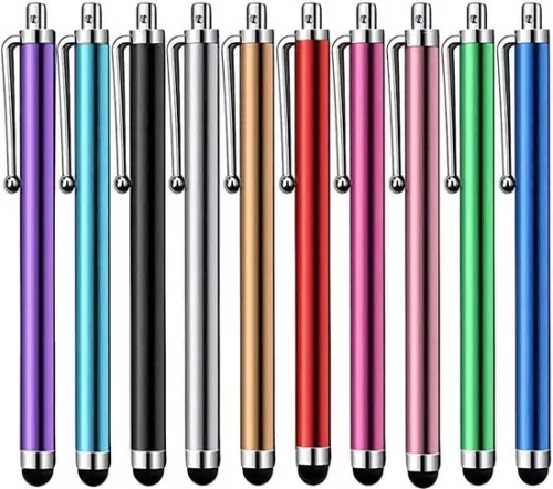 [10 Pack] Capacitive Universal Touchscreen Stylus for Tablets, iPad Mini, iPad Pro, iPad Air, Smartphones, Samsung Galaxy - Various Colors