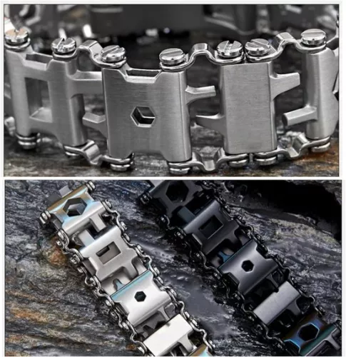 merkloos Multifunctional Outdoor Tool Bracelet - 29 in 1 Stainless Steel Bracelet with Screwdriver, Can Opener, Bottle Opener and Wrench (6154107312352)