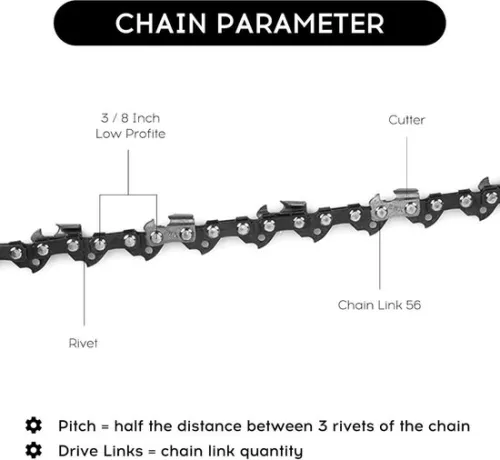 merkloos Saw chains 40 cm 3/8 inch LP 13 mm - 59 drive links - Stihl Dolmar Husqvarna Einhell Makita - chainsaw sharpener - set of 2 (8785306032741)