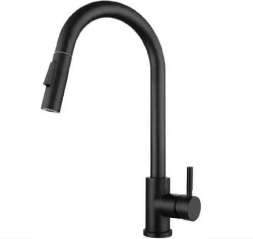 Kitchen faucet - pull-out spout - 360° swivel mixer tap - black