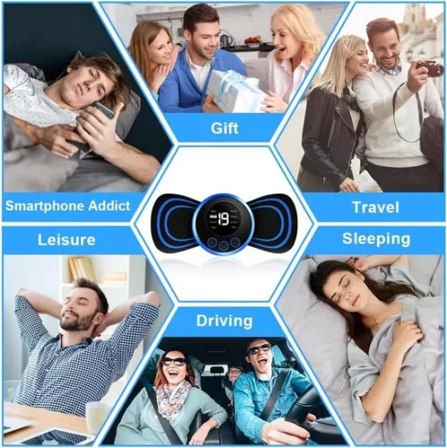 merkloos Mini Neck Massager, Portable Massager, Mini Neck Massager, 8 Modes, 19 Positions, EMS Massager, Portable Electric Mini Massage, 4 Massage Cushions (8721284431206)