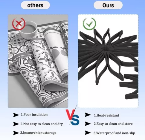 Silicone coasters for hot dishes - non-slip - heat-resistant - kitchen - table - hot pots - pans - 3 pieces