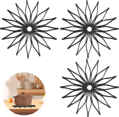 merkloos Silicone coasters for hot dishes - non-slip - heat-resistant - kitchen - table - hot pots - pans - 3 pieces (8785302705427)