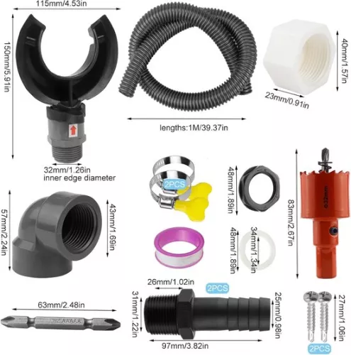merkloos Rainwater collector - rain barrel, connection set for roofs up to 80 m² - suitable for pipes 70 - 110 mm (6150832272206)